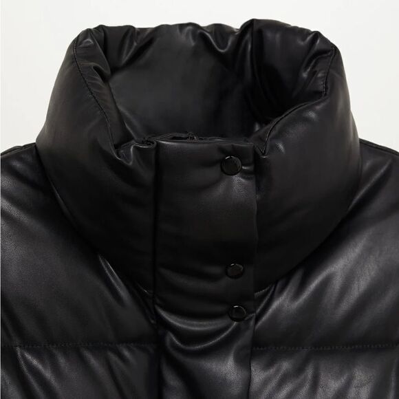 Mango Faux Leather Puffer Jacket Coat New - Picture 9 of 12